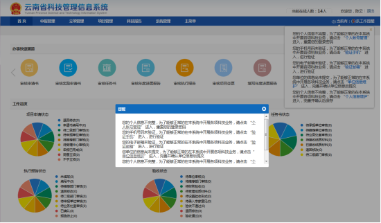 进入到云南省科技管理信息系统
