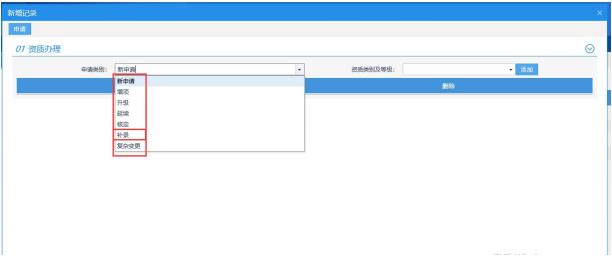 选择申请类型 选择申请类型