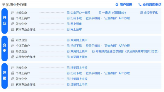 注销业务的办理入口
