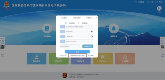 宁夏电子税务局门户页面