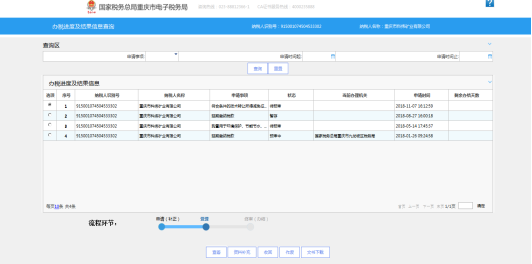 办税进度及结果信息