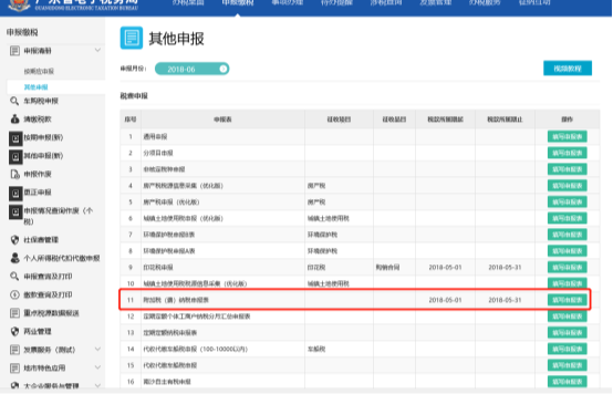 进入附加税（费）纳税申报表