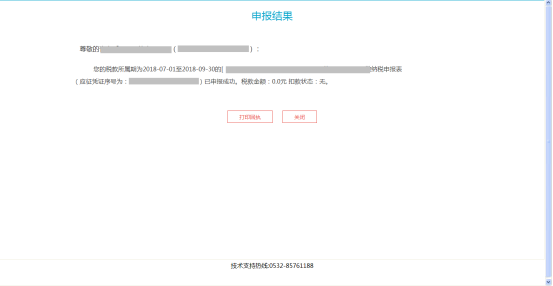 申报结果回执界面