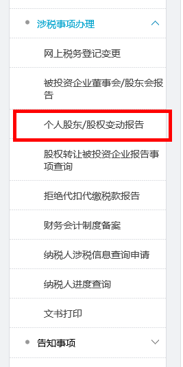个人股东/股权变动报告