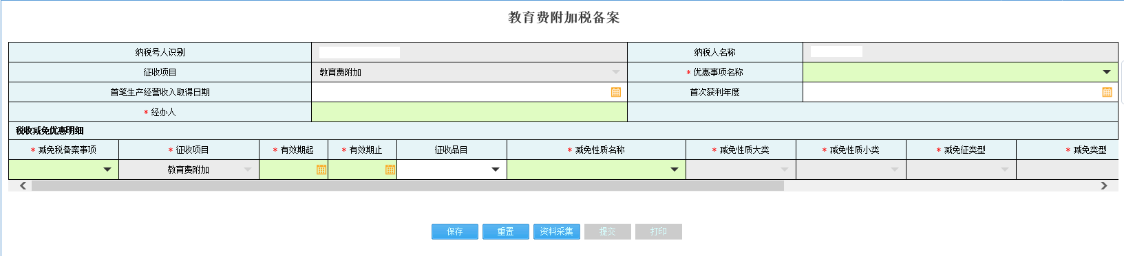 进入河南省电子税务局资料采集页面