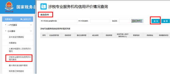涉税专业服务机构信用评价情况查询
