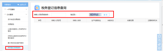 税务登记信息查询