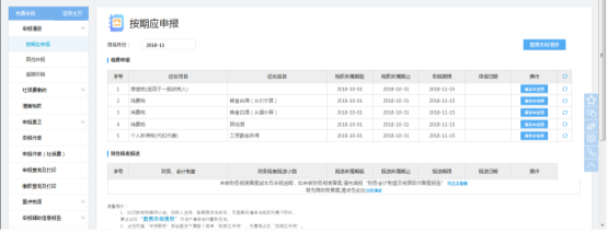 系统显示当期应报表列表页面