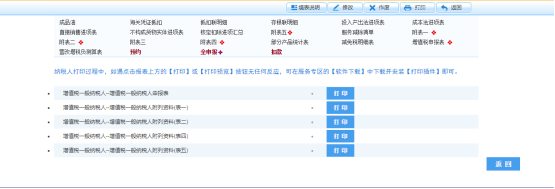 点击申报表后方【打印】按钮即可打印对应申报表