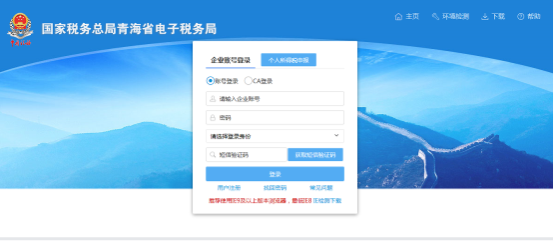 进入青海省电子税务局用户登录界面