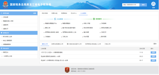 黑龙江省电子税务局公众服务