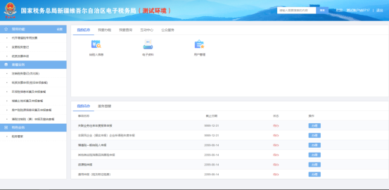 新疆电子税务局办税界面
