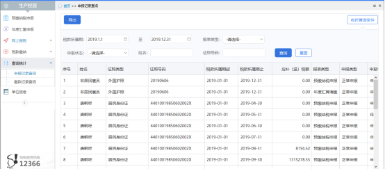 经营所得申报记录查询