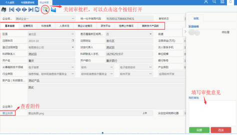 在审核详情页查看企业提交的年报