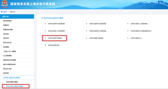 点击“涉税专业服务专项报告”