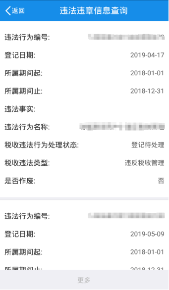 详细违法违章信息情况