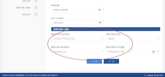 填写税务代理人信息