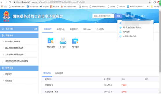 成功登录电子税务局