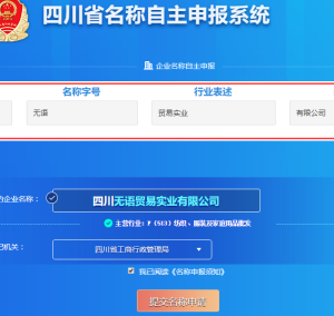 四川省名称自主申报系统企业名称自主申报操作流程说明