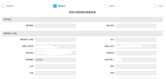 系统将提供纳税人预览填写的表单信息