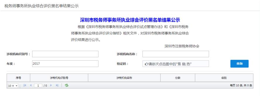 深圳市电子税务局税务师事务所执业综合评价黑名单结果公示