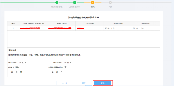 预览提交涉税专业服务协议信息采集信息