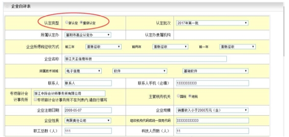 重新认定企业自评表