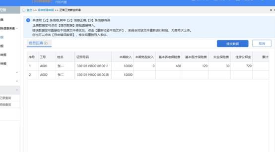 导入申报—结果 导入申报—结果