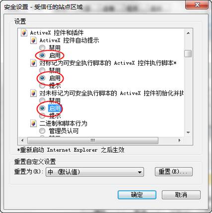 activex控件和插件所有选项设置为启用