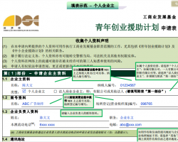 青年创业援助计划申请表（个人企业主）