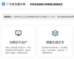 东莞市全程电子商事登记管理系统办事入口